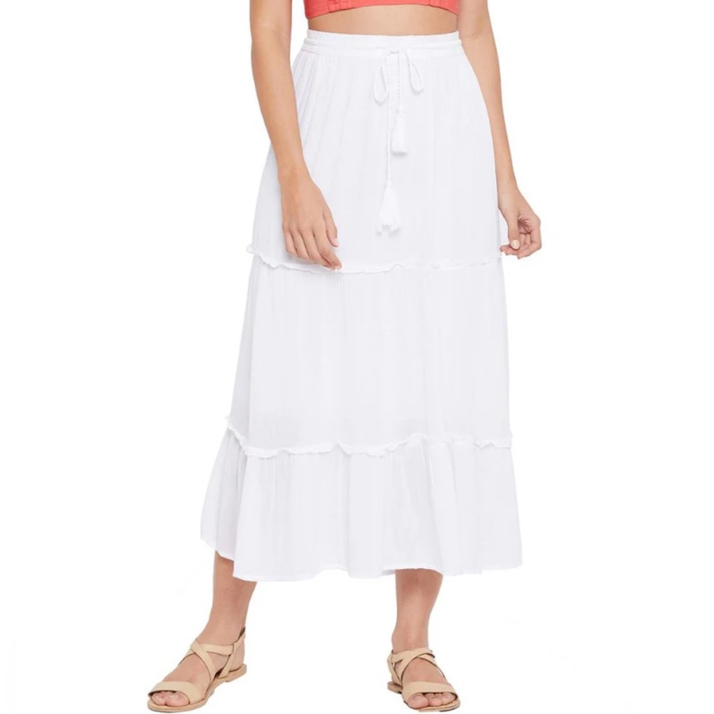 White Tiered Maxi Skirt